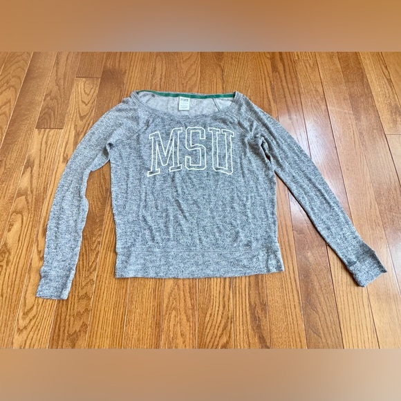 PINK Victoria's Secret Tops - PINK Victoria's Secret Gray MSU Knit Top (Size S)
